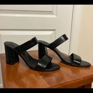 WORN ONCE - Black Slip-On Sandal Heels